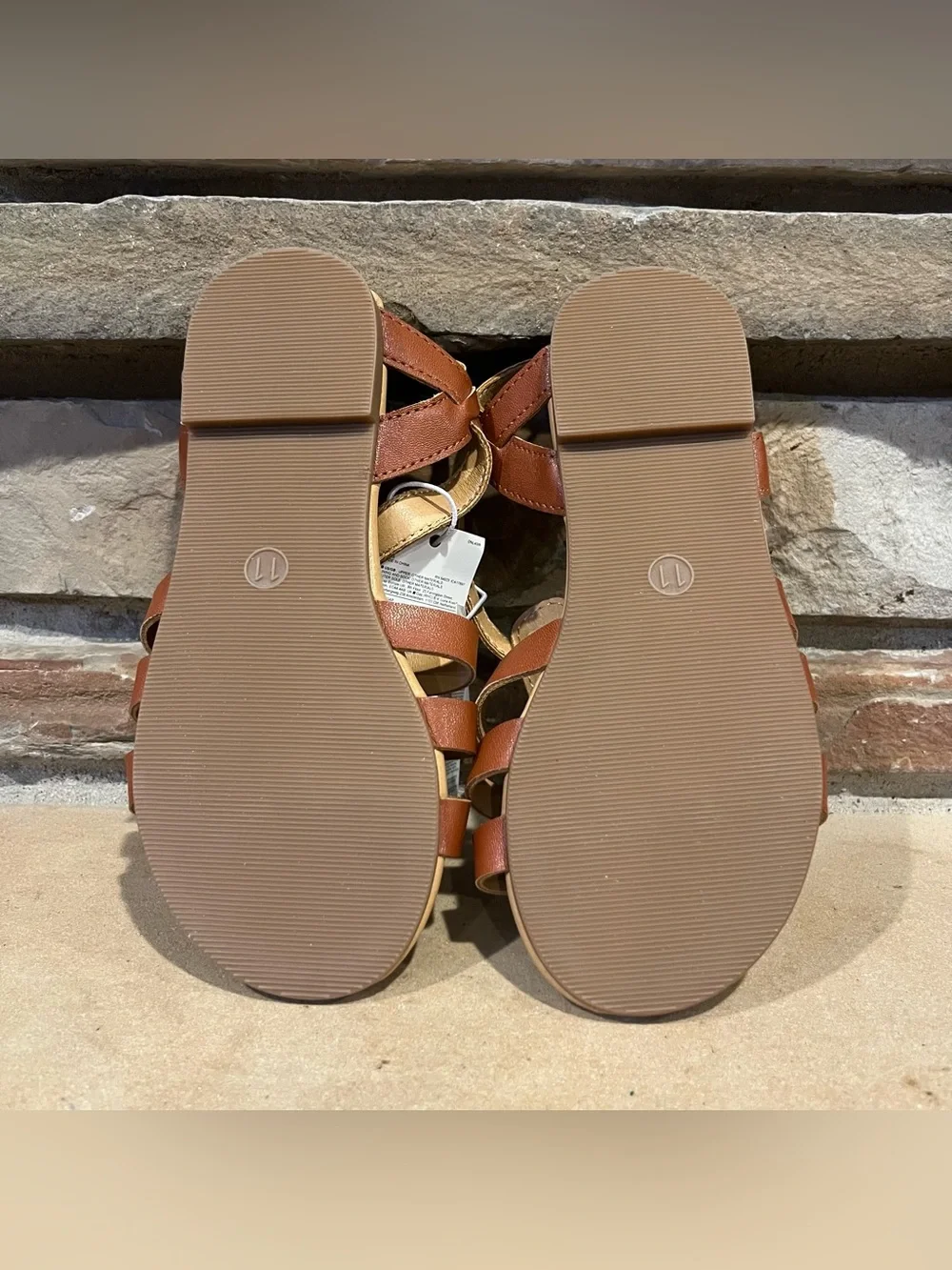 GAP Kids Auburn Faux Leather G Strap Classic Fisherman Sandals